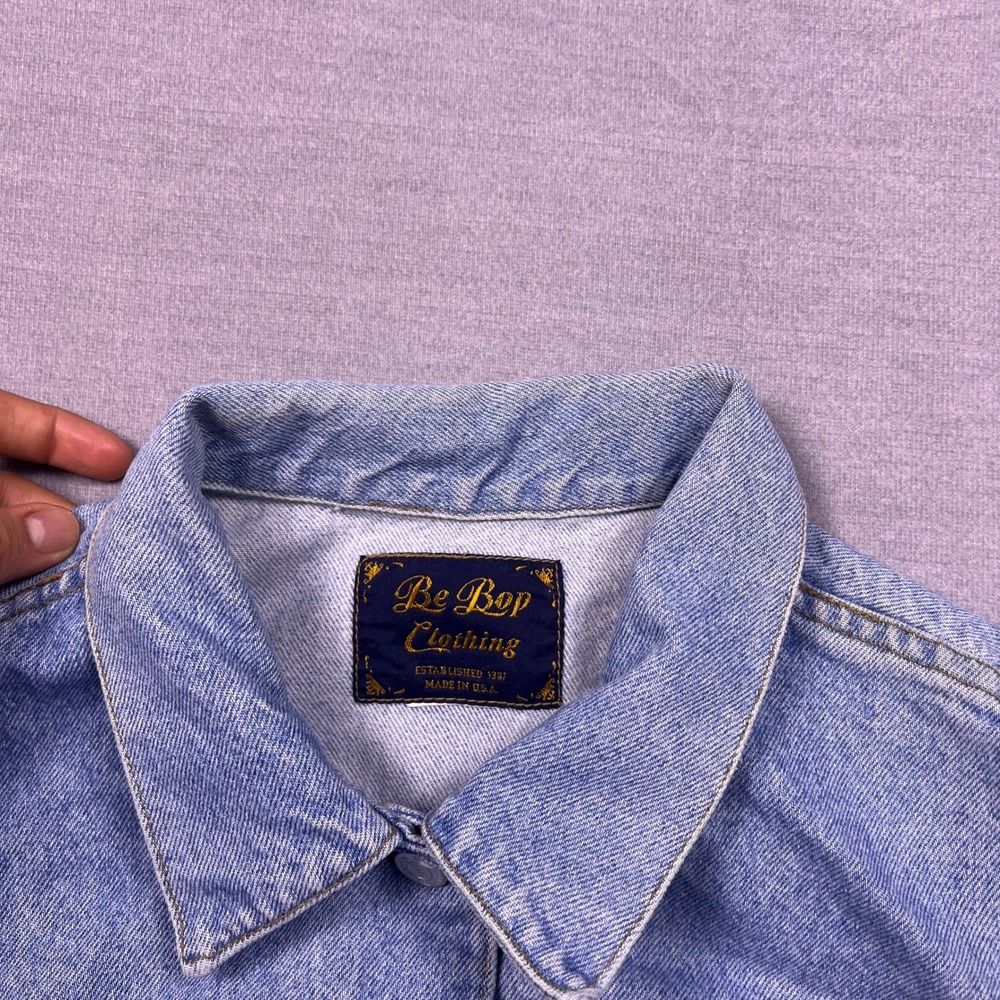 VTG Be‎ Bop Clothing Denim Vest Blue Jean Sleeveless Collared Jacket Womens - Picture 6 of 9